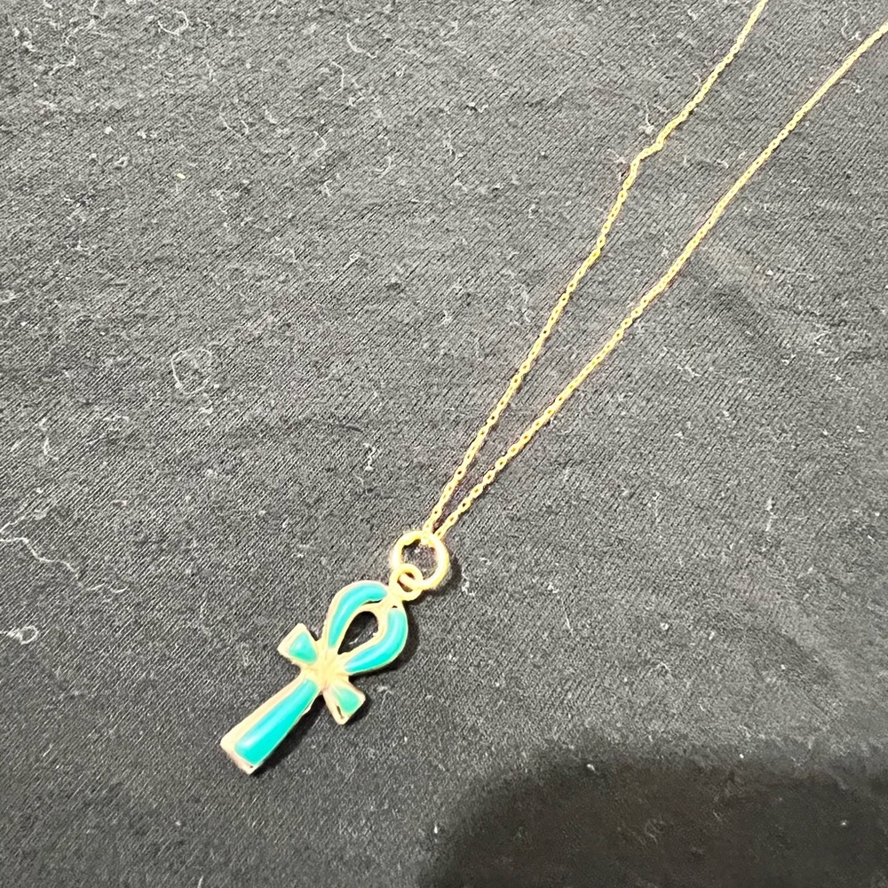 18k gold necklace with Egyptian ankh key